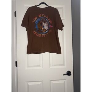 Tim McGraw Graphic T Shirt Large Indian Outlaw Brown W Multicolor Distressed